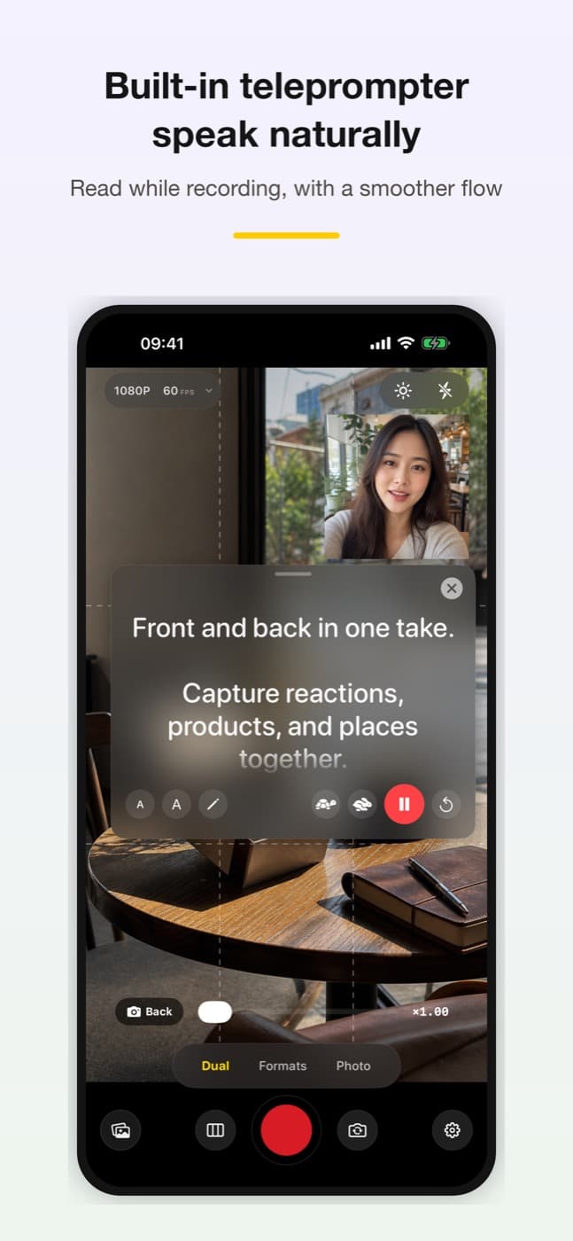 DuoScene teleprompter recording screenshot