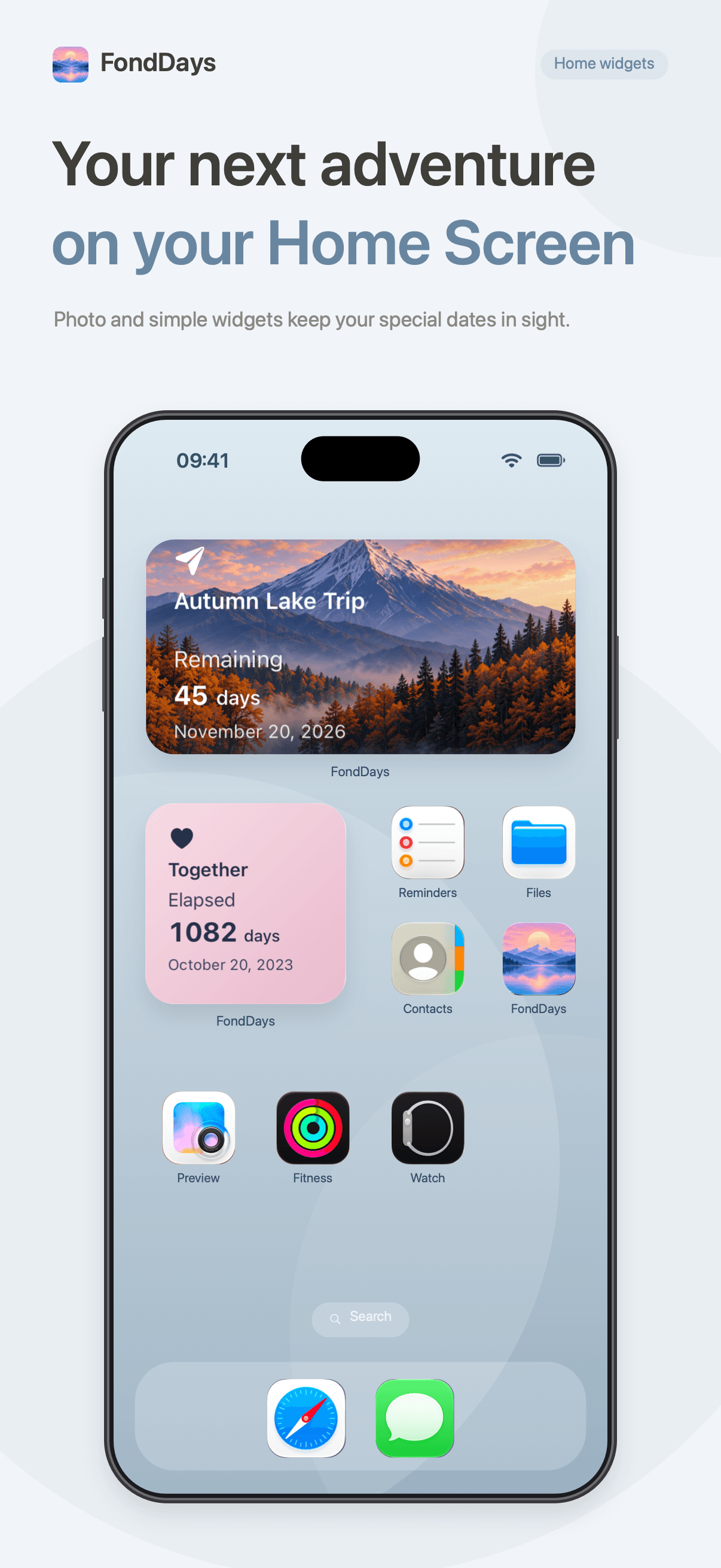FondDays Home Screen widgets