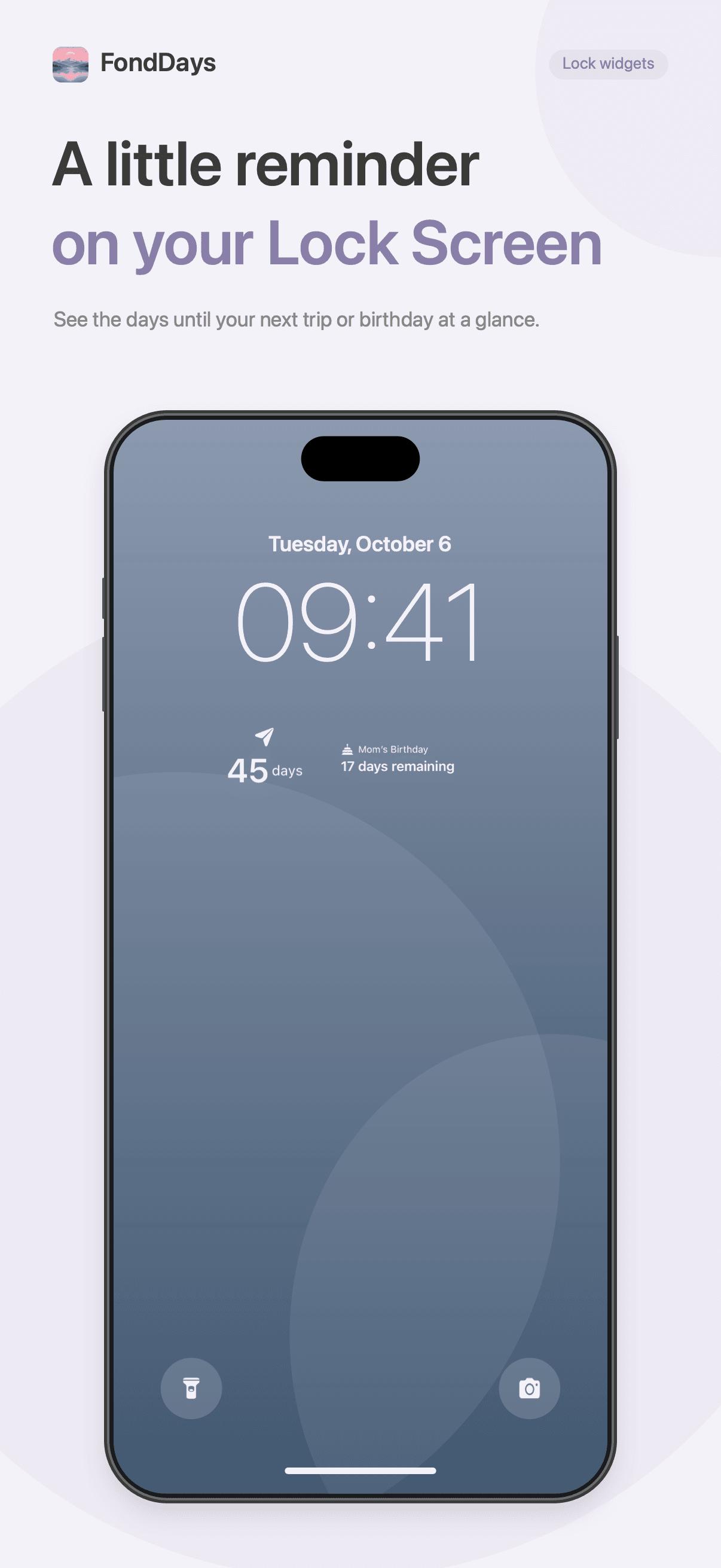 FondDays Lock Screen widgets