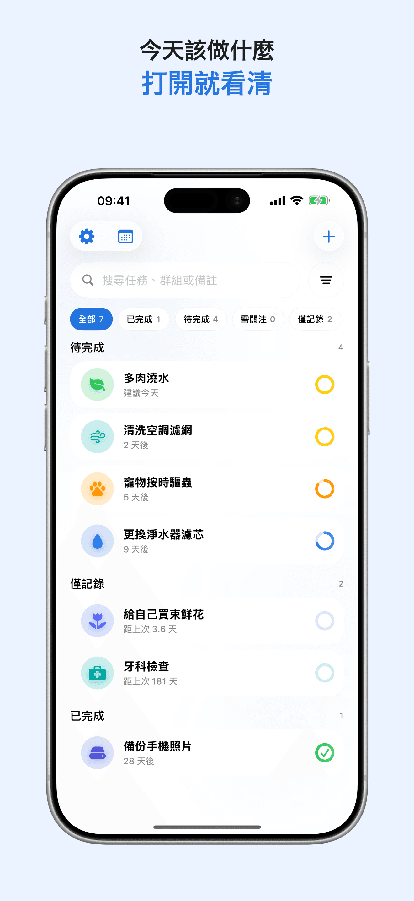LoopCare 一眼查看今天待辦的任務總覽