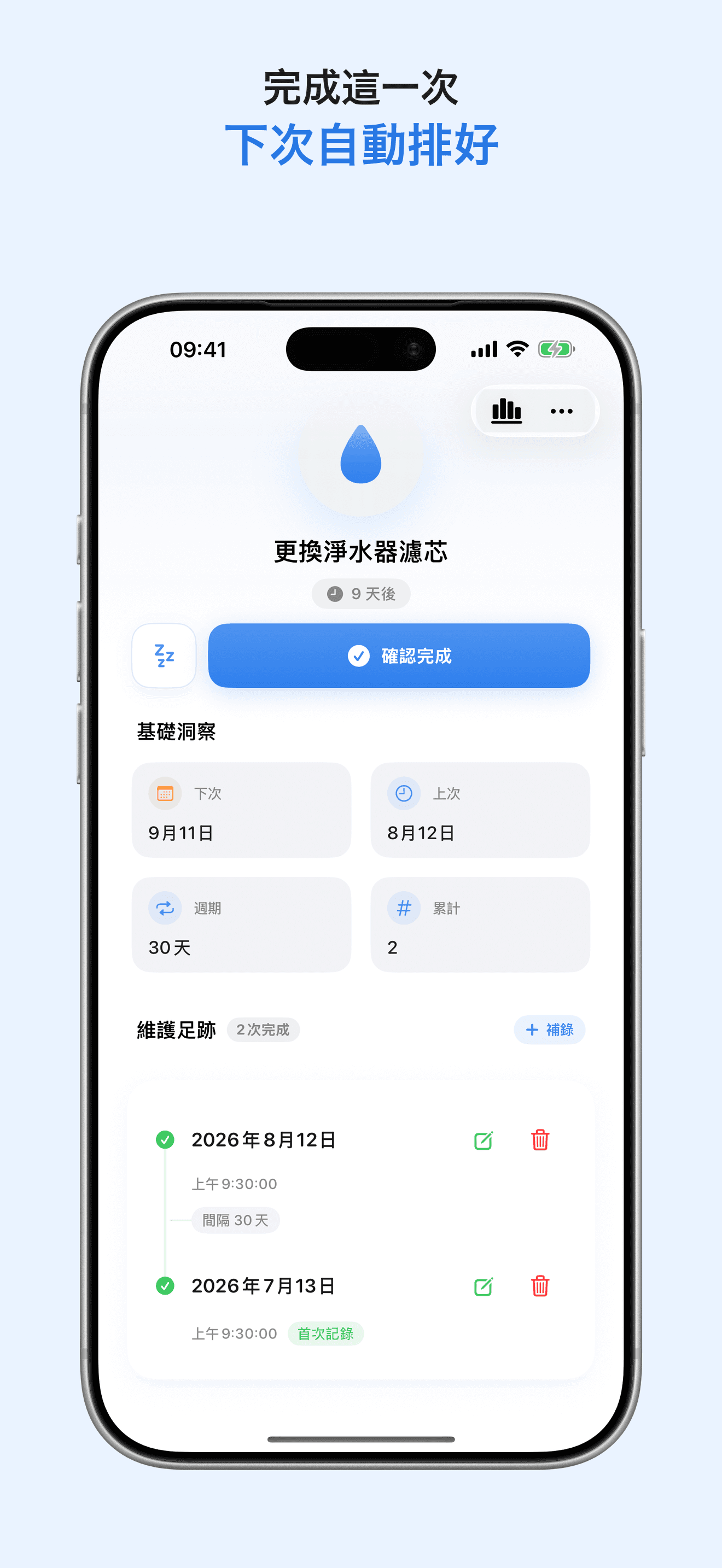 LoopCare 完成後自動安排下次日期的任務詳細頁